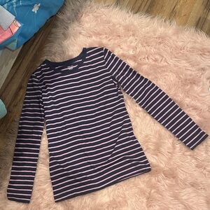 Cherokee Navy and Pink Striped Long Sleeve Tee